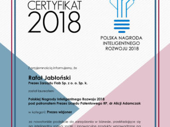 Aż Dwie Polskie Nagrody Inteligentnego Rozwoju w spółce FIAB?